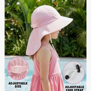 Girls' Sun Hat with Neck Flap - Pink